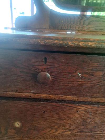 2 antique dressers dated bk to 1910 solid oak - Thumbnail 4