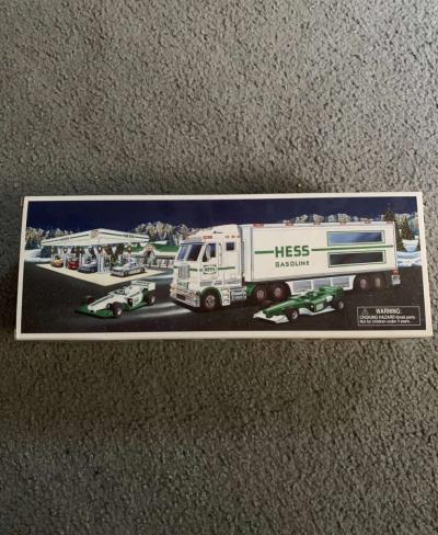 2003 Hess Truck w Pullback RACE CARS openbox see details bel - Thumbnail 1