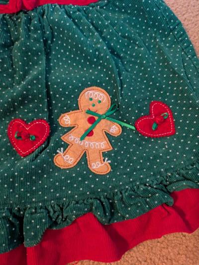 Girl Christmas dress with ginger bread girls - Thumbnail 2