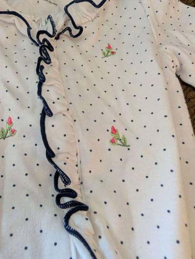 Baby white with blue dots sleepsuit with feet - Thumbnail 2