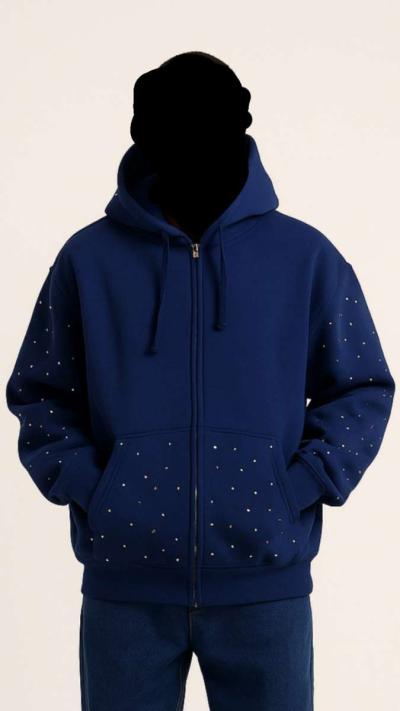 rhinestone zip up hoodie - Thumbnail 5