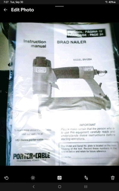 Porter Cable Like New Pneumatic Brad Nailer - Thumbnail 2