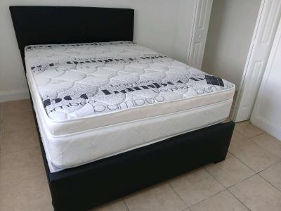 Queen bed frame with Mattress and boxspring brand new