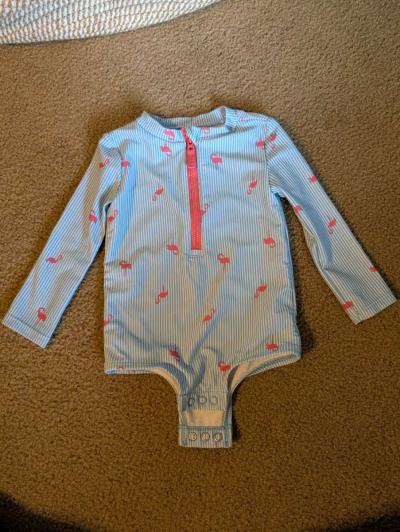 Baby swimwear bathing suit with flamingos