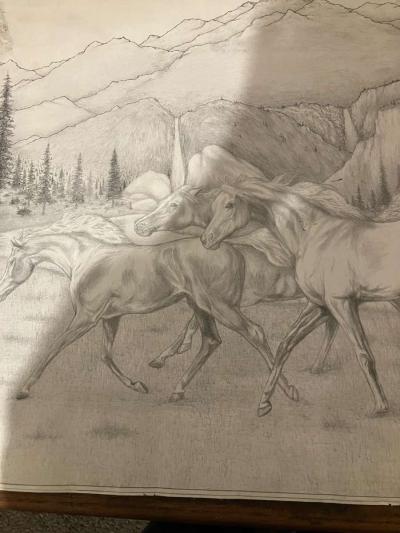 horses pencil art - Thumbnail 1