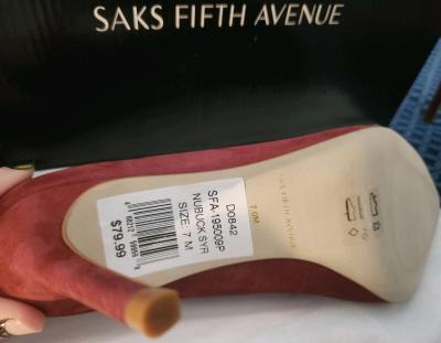 Saks Fifth Avenue red suede pumps - Thumbnail 3