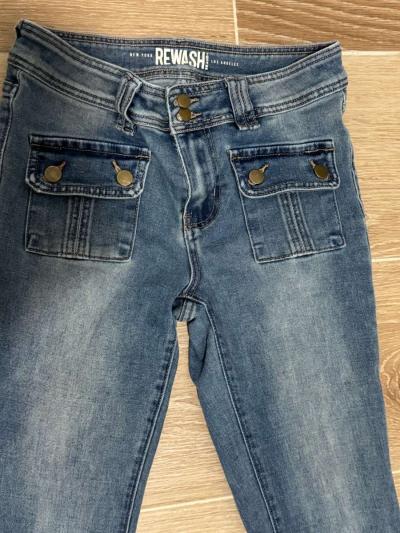Womens High Rise Rewash Denim Flare Jeans - Thumbnail 3