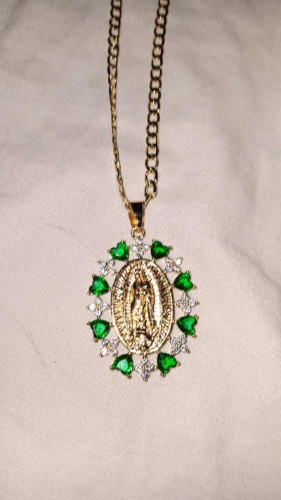Laminated Gold Virgin Mary Necklace - Thumbnail 3