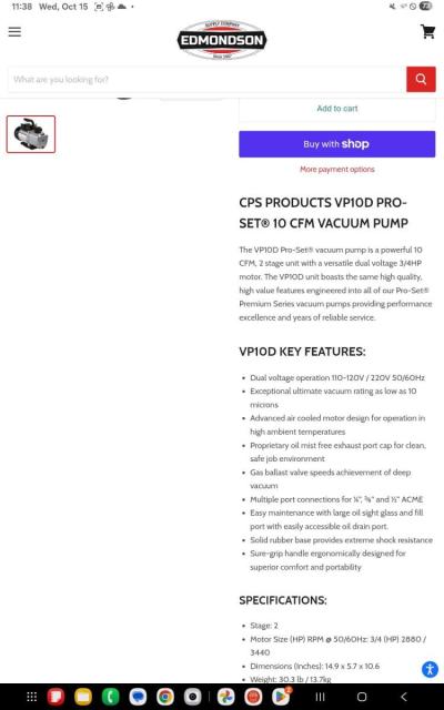 8 and 10 inch CFM dual vacuum pumps 2 stage dual vacuum - Thumbnail 4