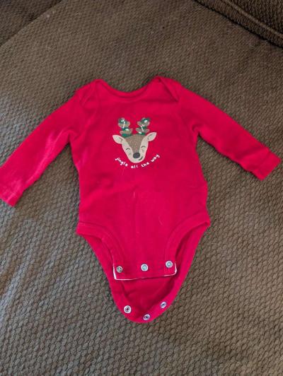 Baby Christmas reindeer long sleeve onesie