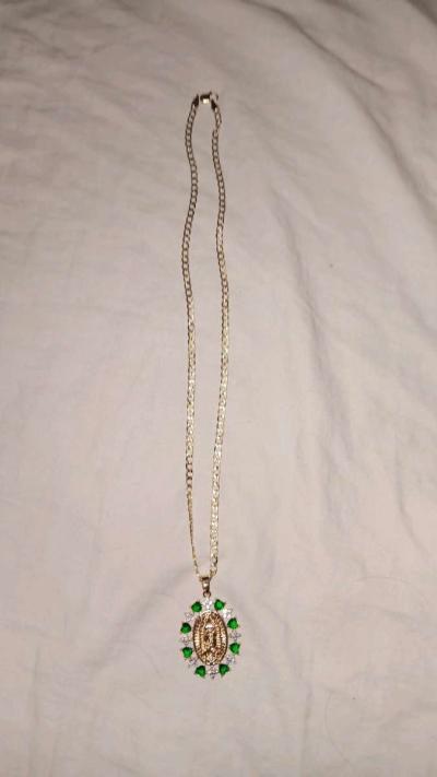 Laminated Gold Virgin Mary Necklace - Thumbnail 2