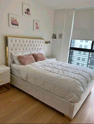 New beige and gold queen bed