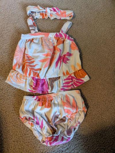 Baby 2 piece summer outfit with headband