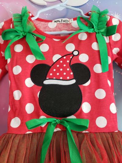 Santa Mickey Mouse Girls Christmas Dress - Thumbnail 2