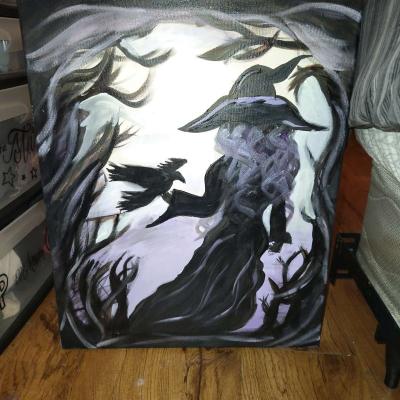 handmade purple witch painting - Thumbnail 3
