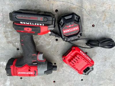 20v craftsman impact driver with 2 batteries and charger - Thumbnail 2