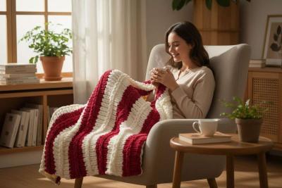 Candy Cane Cuddles Throw Blanket - Thumbnail 1