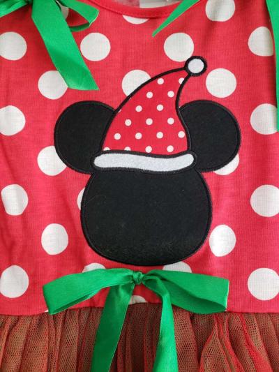 Santa Mickey Mouse Girls Christmas Dress - Thumbnail 5