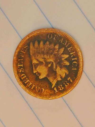 1887 Indian hd cent FULL LIBERTY and MINT ERRORS - Thumbnail 3