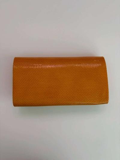 VintageStyle Orange Faux Leather Clutch with Gold DoubleC Ac - Thumbnail 2
