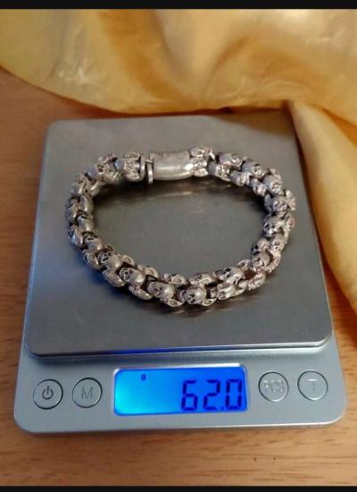 HANDMADE BRACELET HIPHOP SKULL KNITTING TIBETAN SILVER - Thumbnail 2