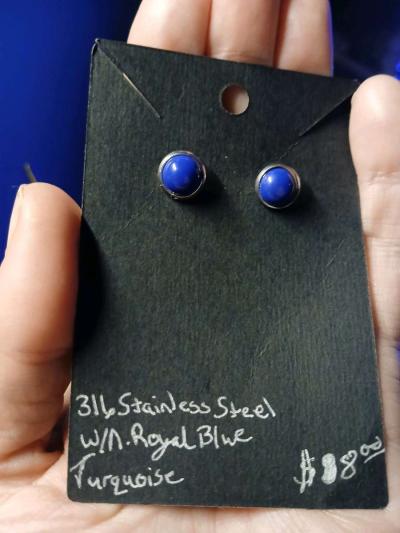 Natural Royal Blue Turquoise 8mm Stud Earrings - Newport News, Virginia
