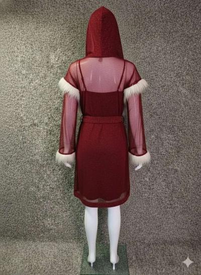 Womens Sexy Christmas Robe Lingerie Santa Costume Babydoll C - Thumbnail 6