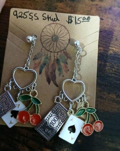 Black Casino Luck Charm Stud Earrings - Newport News, Virginia