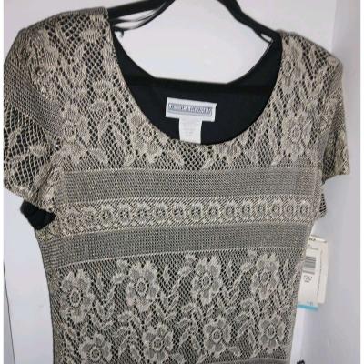 Jessica Howard metallic gold  lace overlay black  mid si - Thumbnail 4