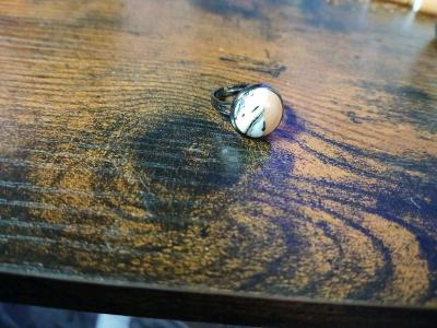 Adjustable Iron Ring with Painted Synthesized Turquoise 12mm - Thumbnail 1