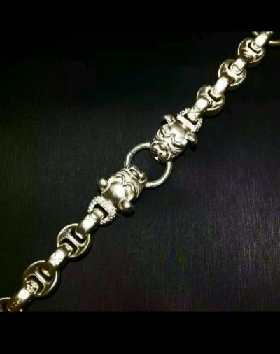 VINTAGE  HANDMADE MIAO TIBETAN TWO HEADS DOG SILVER BRACELET - Thumbnail 5