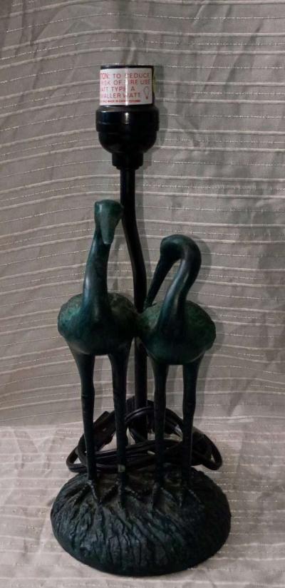 Vintage Small Crane Heron Green Lamp