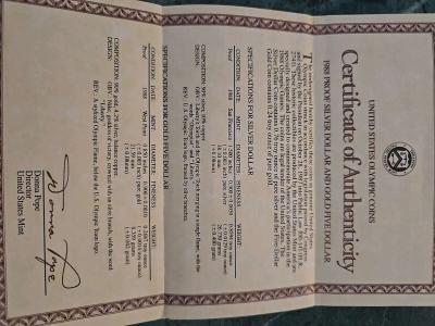 1988 Olympic Coin Set Silver and Gold Mint COA Included - Thumbnail 5