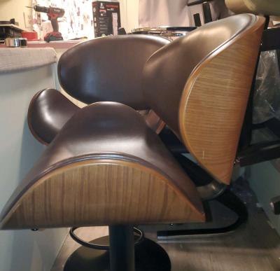 Brown Faux Leather and Wood Bar Stools - Thumbnail 5
