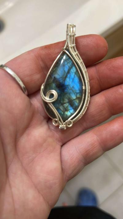 labadorite wire wrapped pendant - Thumbnail 3