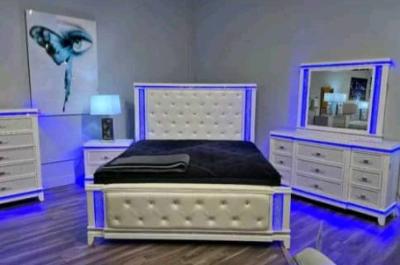 set de cuarto queen con luces led