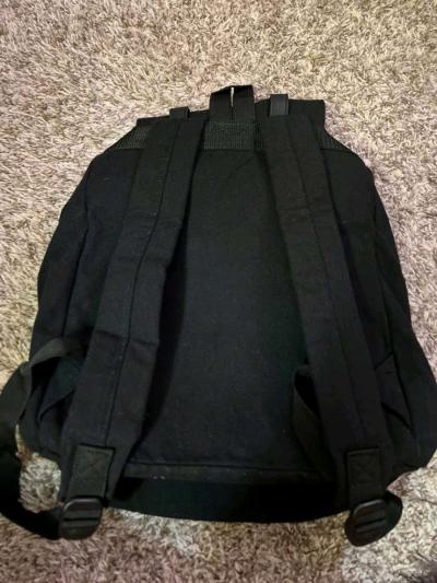 Trendy Black Canvas Backpack with Luxurious Leather Accents - Thumbnail 2