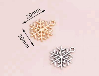 Rhodium Stud Earrings and Necklace with Gold Snowflake Charm - Thumbnail 4