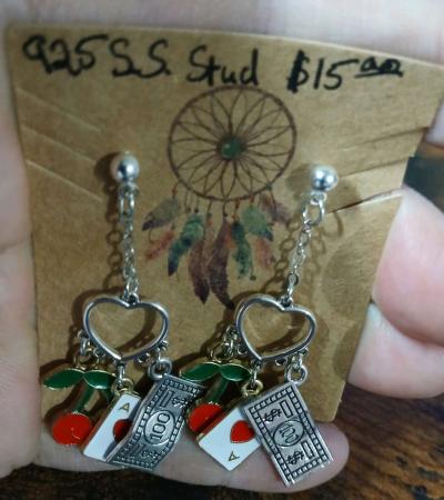 Red Casino Luck Charm Stud Earrings - Newport News, Virginia