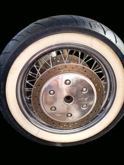 front and rear white wall tires and chrome spoke rims - Thumbnail 3