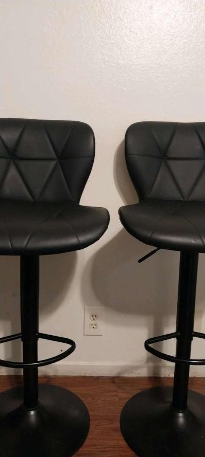 2 black barstools adjustable height