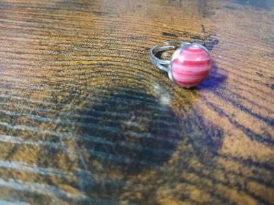 Adjustable Ring with Painted Synthesized Turquoise 12mm - Thumbnail 1