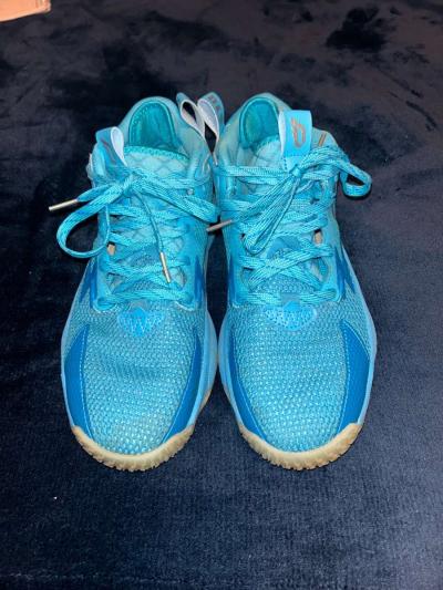 Adidas Dame 8 Young Dolla Mens Sz 6 Blue Cyan Silver Basketb