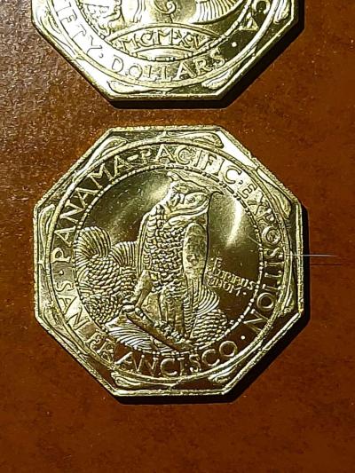CRUPTO LUCKY ART COIN US 50 VERY RARE 22K GOLD PLATED 1915S - Thumbnail 3