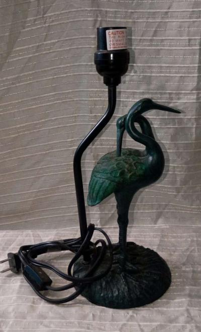 Vintage Small Crane Heron Green Lamp - Thumbnail 3