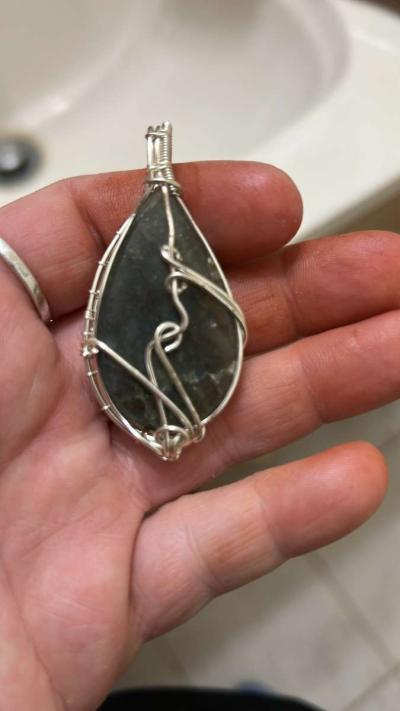 labadorite wire wrapped pendant - Thumbnail 2
