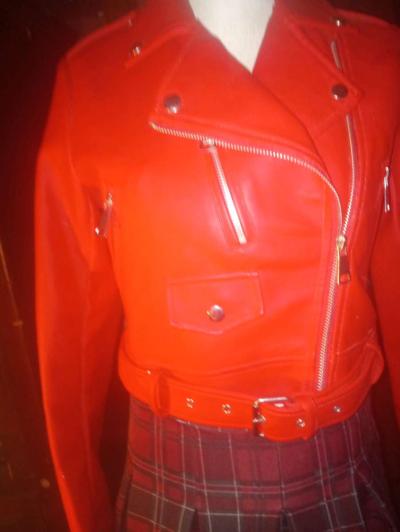 Rue 31 Womens Red Faux Leather Jacket with Zipoers Size LG - Thumbnail 4