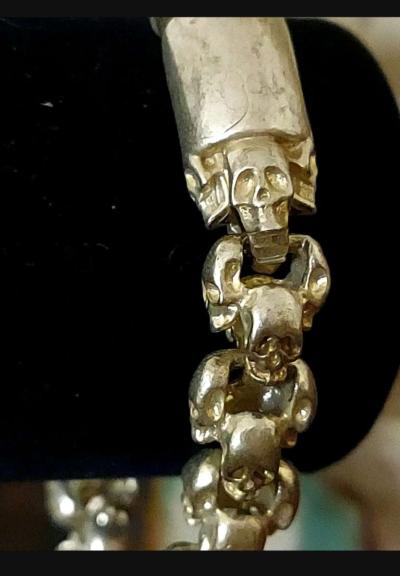 HANDMADE BRACELET HIPHOP SKULL KNITTING TIBETAN SILVER - Thumbnail 4