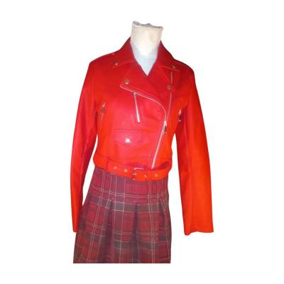 Rue 31 Womens Red Faux Leather Jacket with Zipoers Size LG - Thumbnail 2