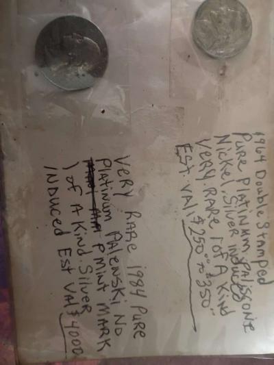 a 1984 Rare 1 of kind platinum paliscone quarter